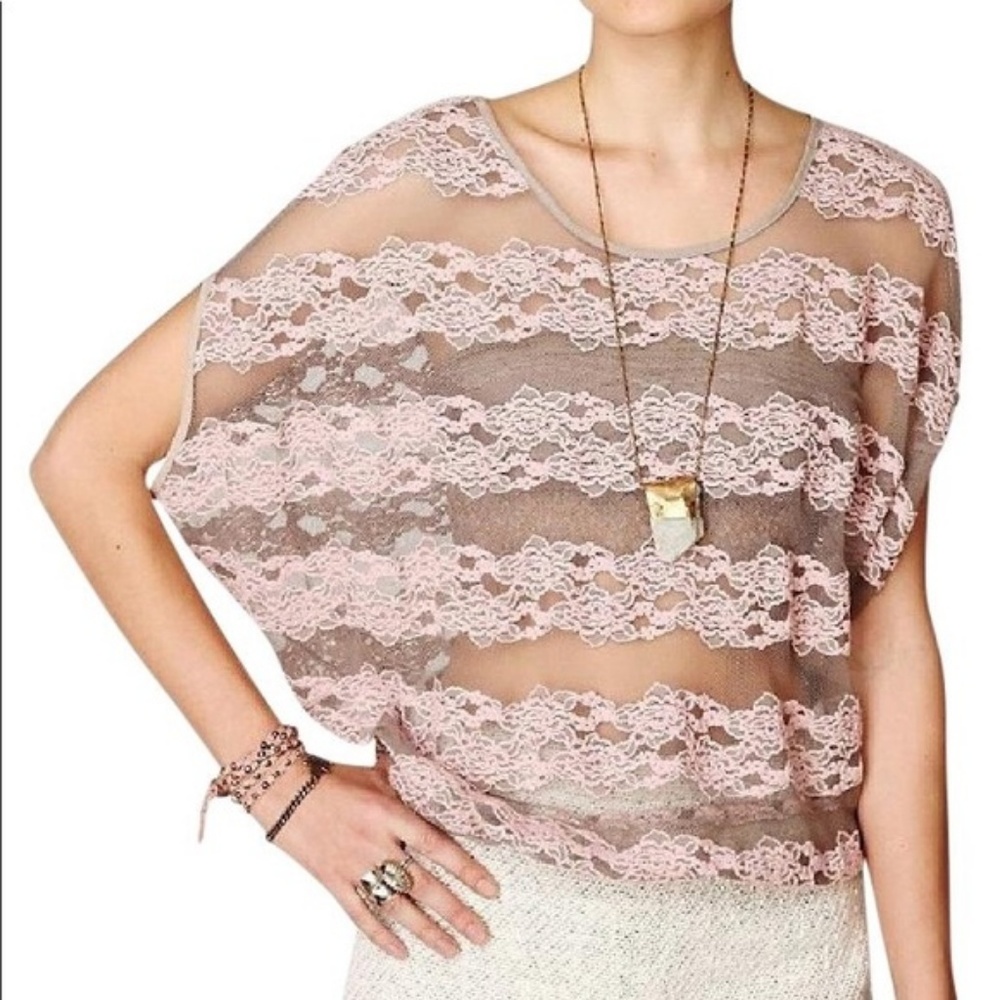 🎈Free People County Fair Banded Bottom Lace Top S
